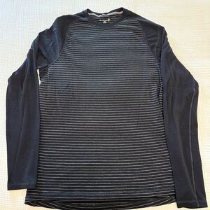 Smartwool Men's Black and Gray Striped Long Sleeve Shirt, XXL